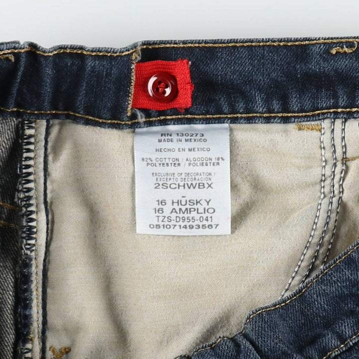 Wrangler Rhinestone-embellished Remade Denim Half Pants, Women's XL (W33 equivalent) cotton navy blue type Vintage Second Hand