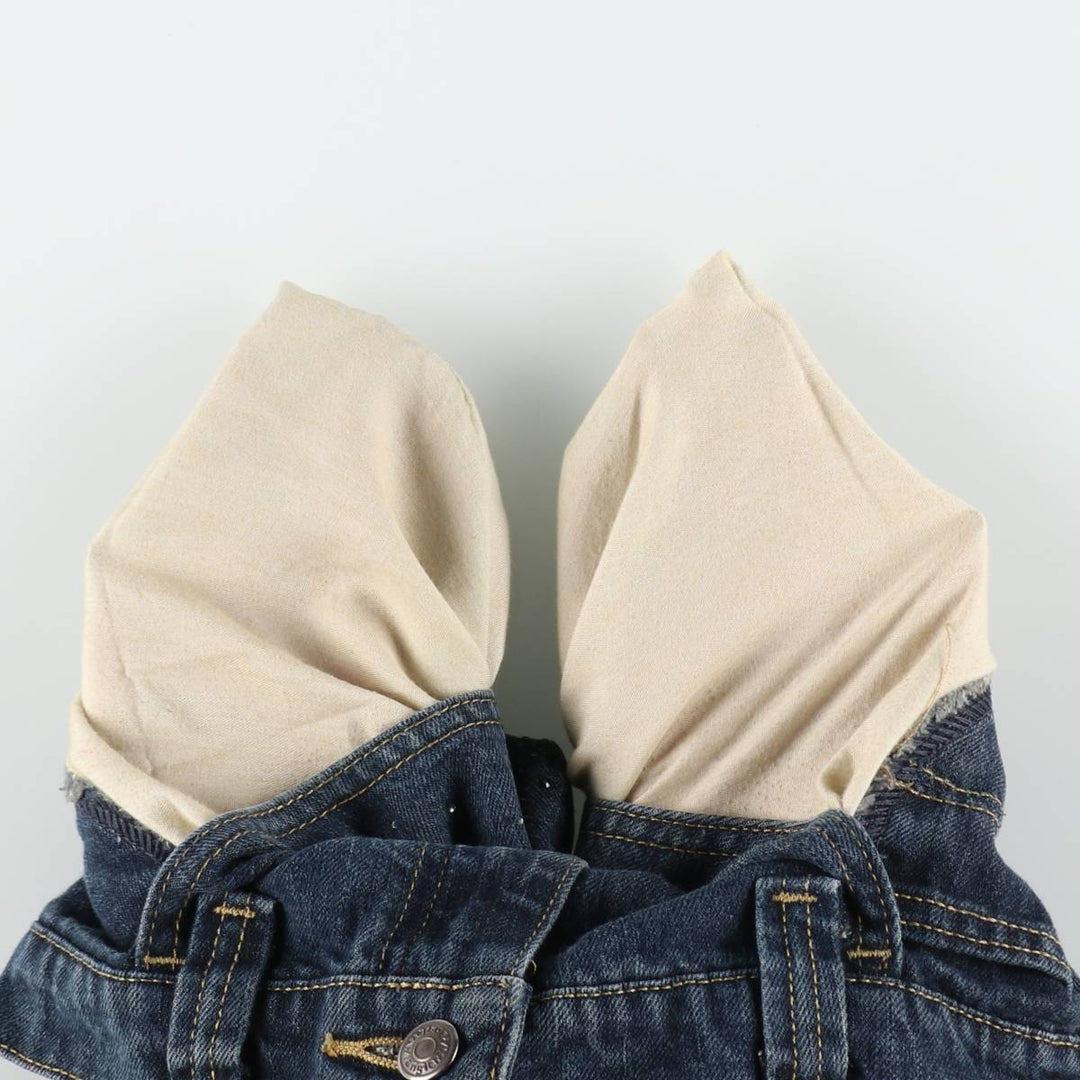Wrangler Rhinestone-embellished Remade Denim Half Pants, Women's XL (W33 equivalent) cotton navy blue type Vintage Second Hand
