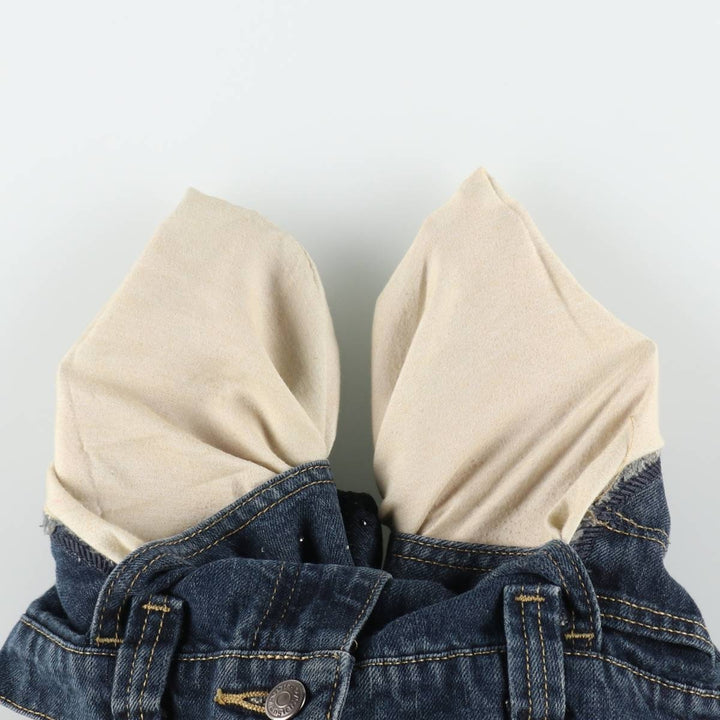 Wrangler Rhinestone-embellished Remade Denim Half Pants, Women's XL (W33 equivalent) cotton navy blue type Vintage Second Hand