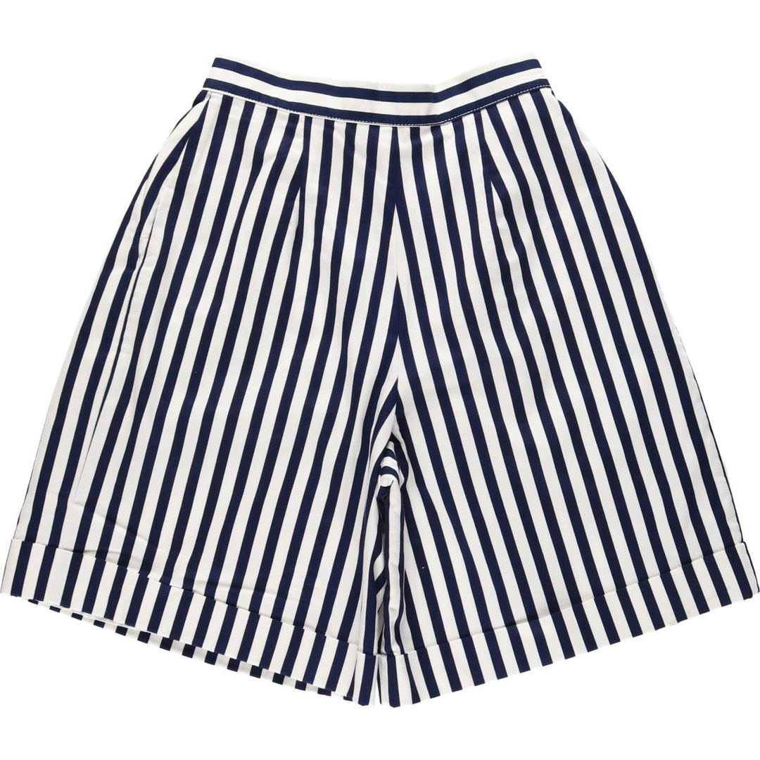 Althuser Stripe Pattern Three-Pleat Cotton Shorts, Made in USA, Women's Size L (W28 equivalent) cotton white type Vintage Second Hand