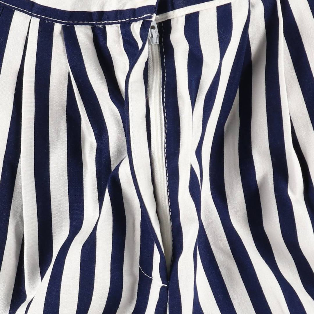 Althuser Stripe Pattern Three-Pleat Cotton Shorts, Made in USA, Women's Size L (W28 equivalent) cotton white type Vintage Second Hand