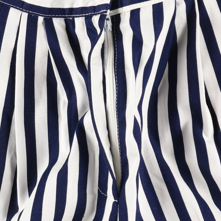 Althuser Stripe Pattern Three-Pleat Cotton Shorts, Made in USA, Women's Size L (W28 equivalent) cotton white type Vintage Second Hand