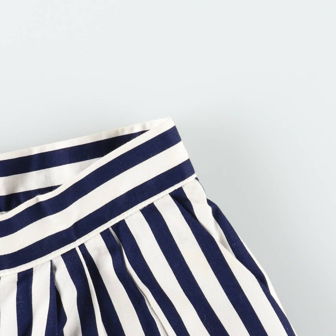 Althuser Stripe Pattern Three-Pleat Cotton Shorts, Made in USA, Women's Size L (W28 equivalent) cotton white type Vintage Second Hand