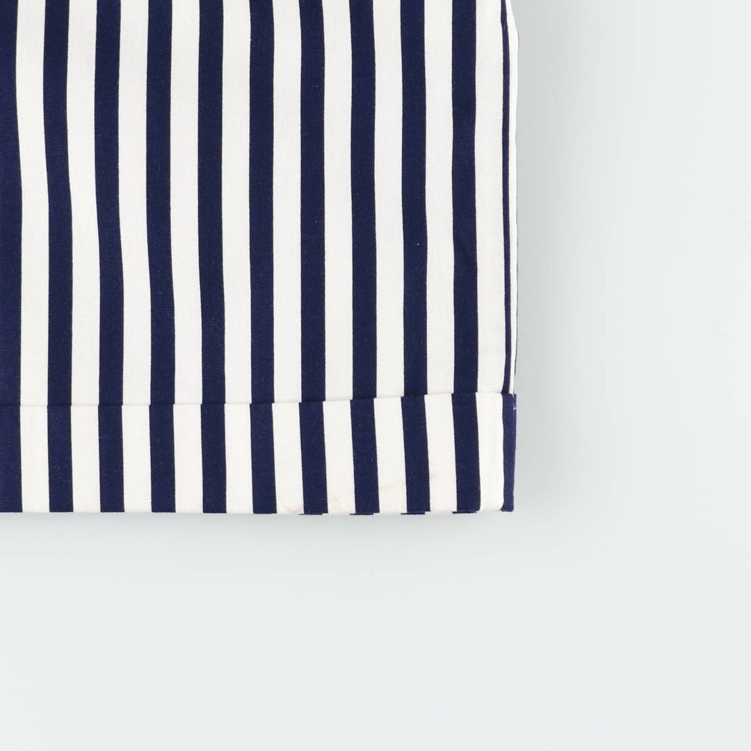 Althuser Stripe Pattern Three-Pleat Cotton Shorts, Made in USA, Women's Size L (W28 equivalent) cotton white type Vintage Second Hand