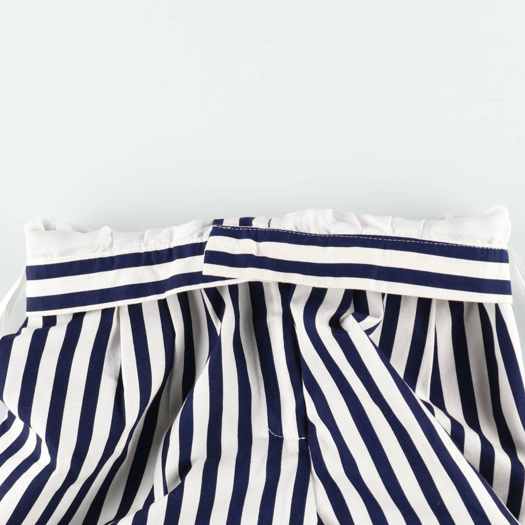 Althuser Stripe Pattern Three-Pleat Cotton Shorts, Made in USA, Women's Size L (W28 equivalent) cotton white type Vintage Second Hand