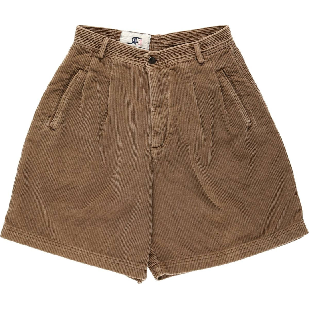 Rafaella Two-Pleat Corduroy Shorts, Women's Size L (equivalent to W28) cotton beige type brown Vintage Second Hand
