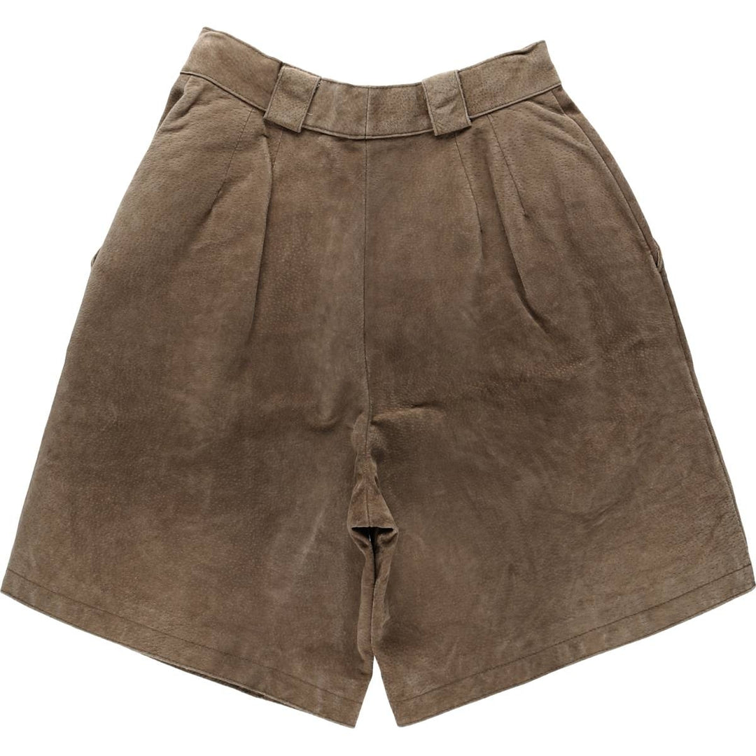 90'S GLOBAL IDENTITY G-III Two-Pleat Suede Leather Shorts, Women's Size L (equivalent to W27), Vintage genuine leather brown type Vintage Second Hand