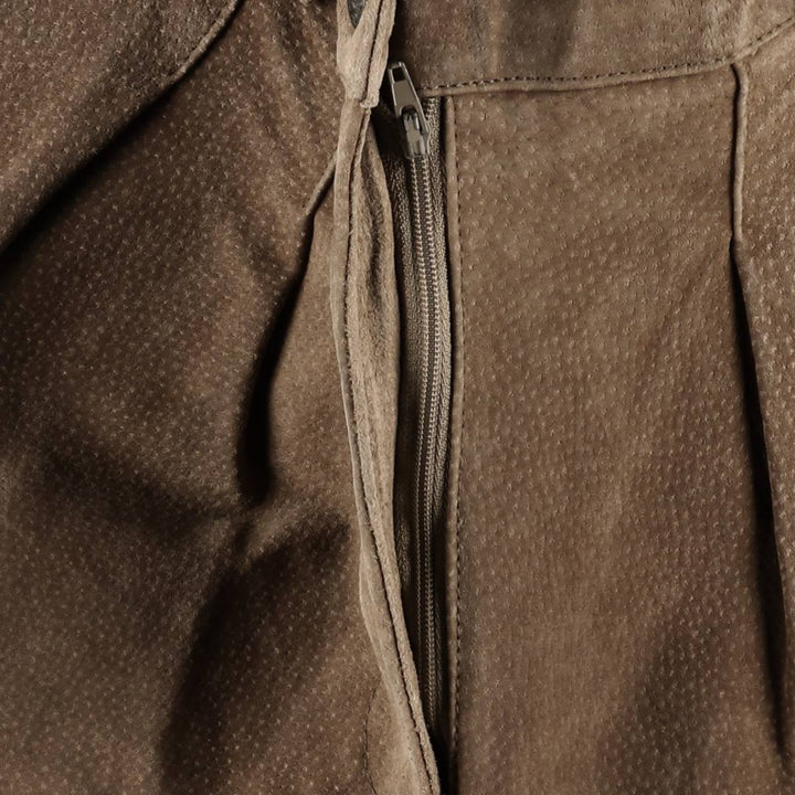 90'S GLOBAL IDENTITY G-III Two-Pleat Suede Leather Shorts, Women's Size L (equivalent to W27), Vintage genuine leather brown type Vintage Second Hand
