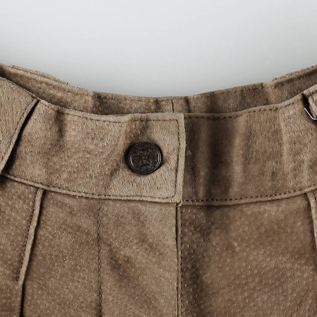 90'S GLOBAL IDENTITY G-III Two-Pleat Suede Leather Shorts, Women's Size L (equivalent to W27), Vintage genuine leather brown type Vintage Second Hand