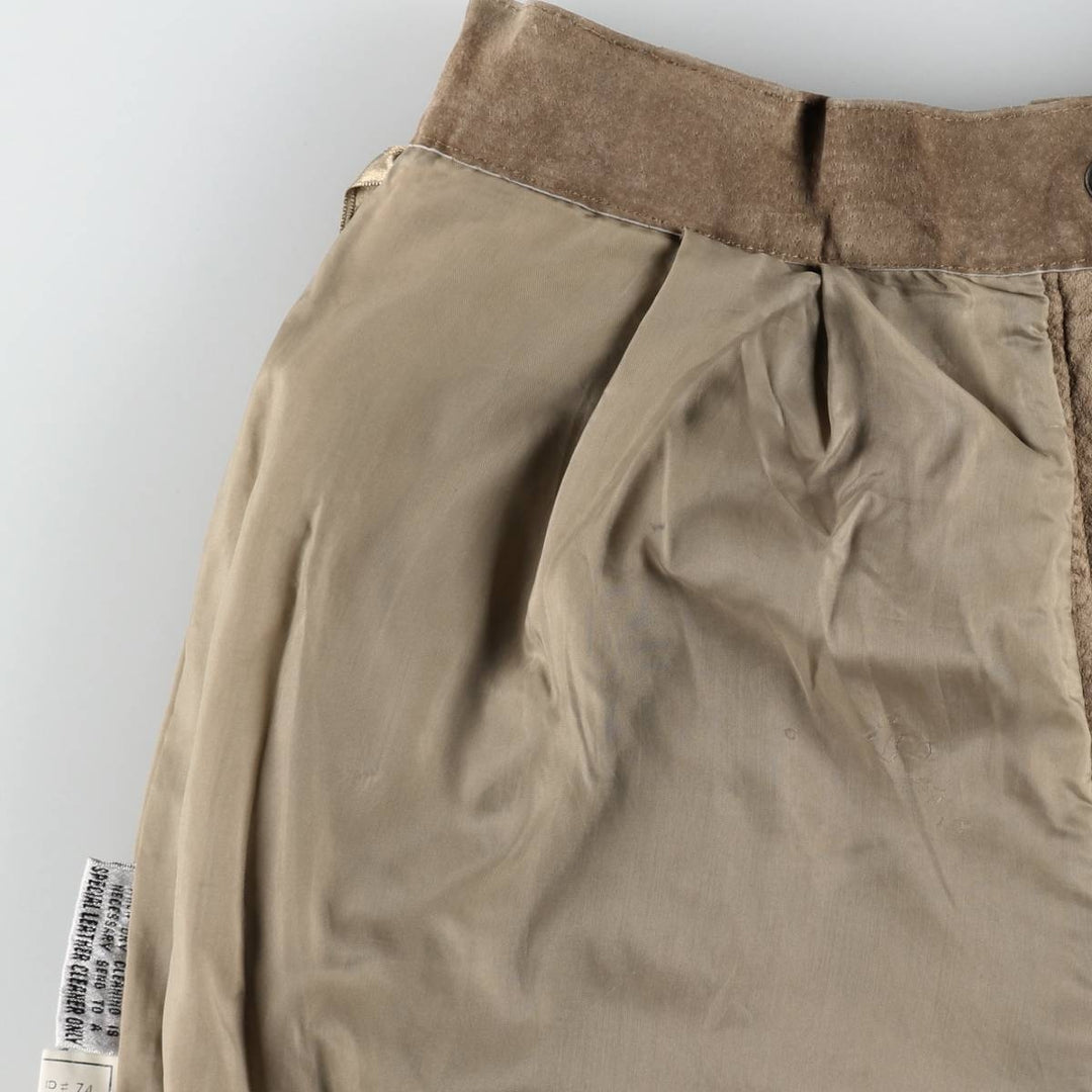 90'S GLOBAL IDENTITY G-III Two-Pleat Suede Leather Shorts, Women's Size L (equivalent to W27), Vintage genuine leather brown type Vintage Second Hand