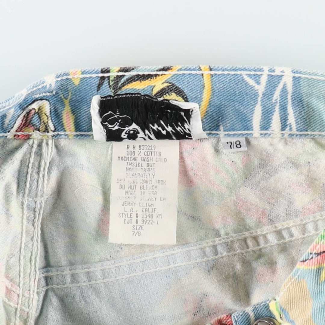 90'S Mickey by Jerry Leigh Disney all-over print cotton shorts, made in the USA, women's size L (equivalent to w27). cotton blue type Vintage Second Hand