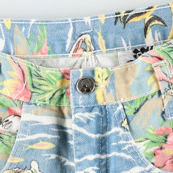 90'S Mickey by Jerry Leigh Disney all-over print cotton shorts, made in the USA, women's size L (equivalent to w27). cotton blue type Vintage Second Hand
