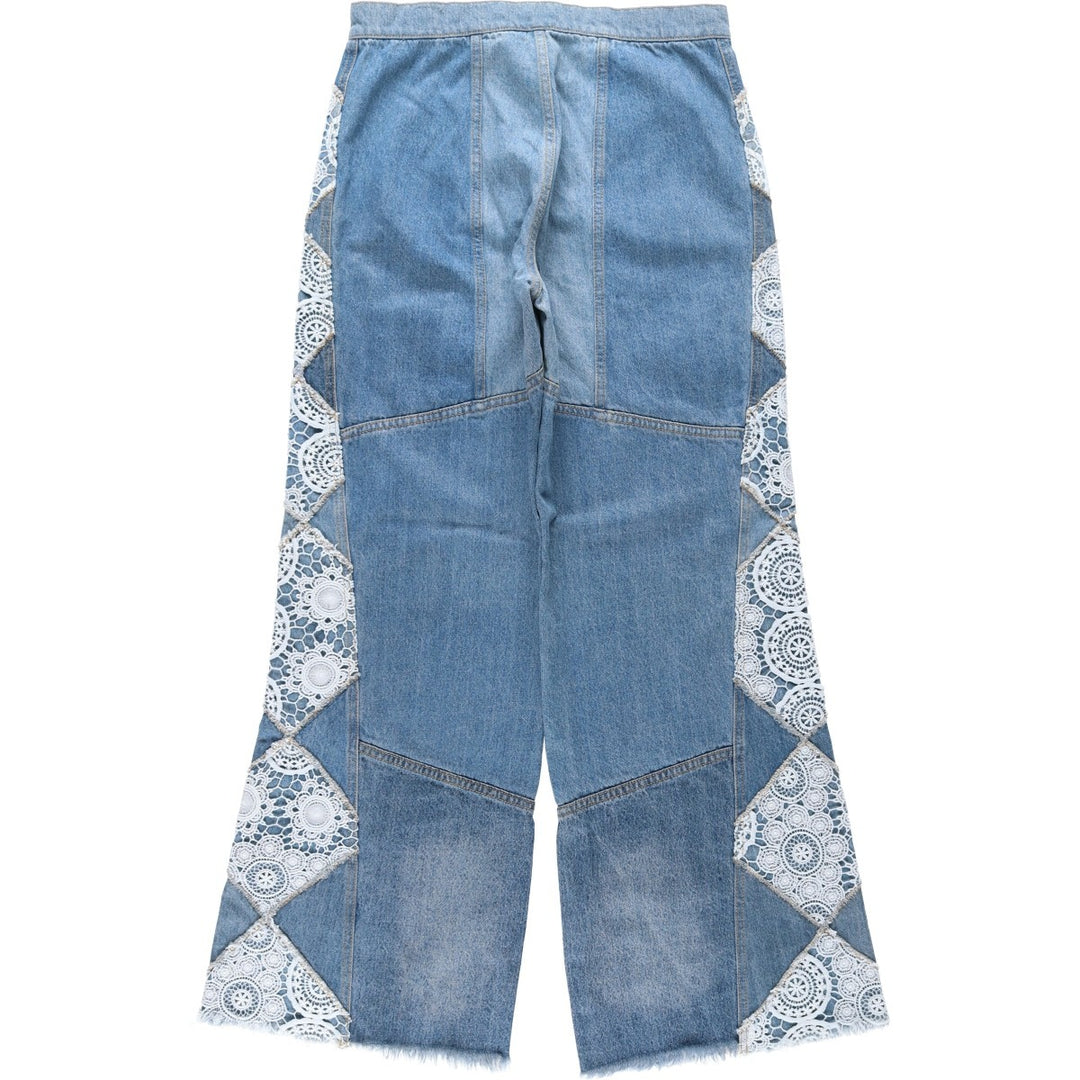 We The Free Cut-off Patchwork Bootcut Denim Pants, Women's XL (equivalent to W32) cotton blue type Vintage Second Hand