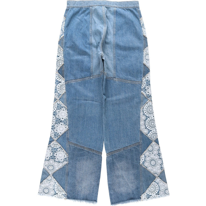 We The Free Cut-off Patchwork Bootcut Denim Pants, Women's XL (equivalent to W32) cotton blue type Vintage Second Hand