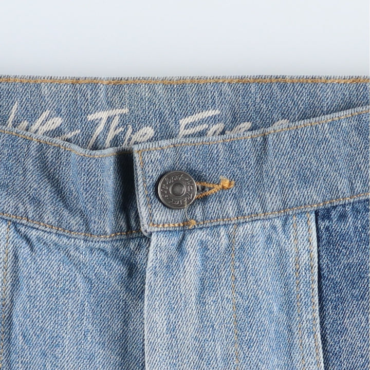 We The Free Cut-off Patchwork Bootcut Denim Pants, Women's XL (equivalent to W32) cotton blue type Vintage Second Hand