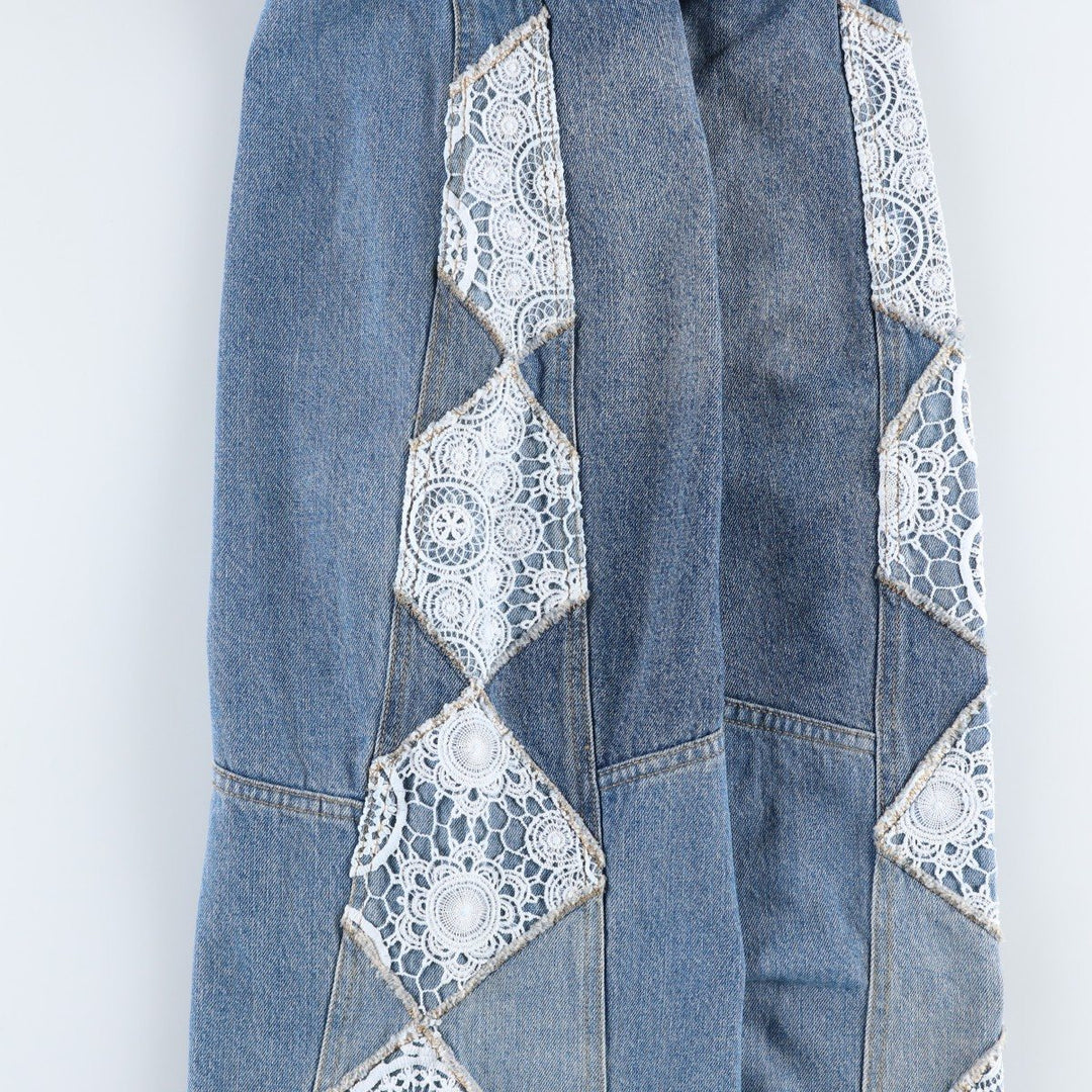 We The Free Cut-off Patchwork Bootcut Denim Pants, Women's XL (equivalent to W32) cotton blue type Vintage Second Hand