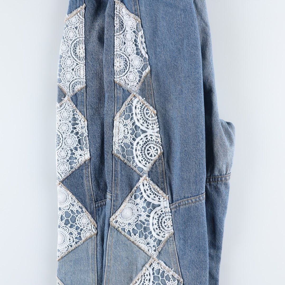 We The Free Cut-off Patchwork Bootcut Denim Pants, Women's XL (equivalent to W32) cotton blue type Vintage Second Hand