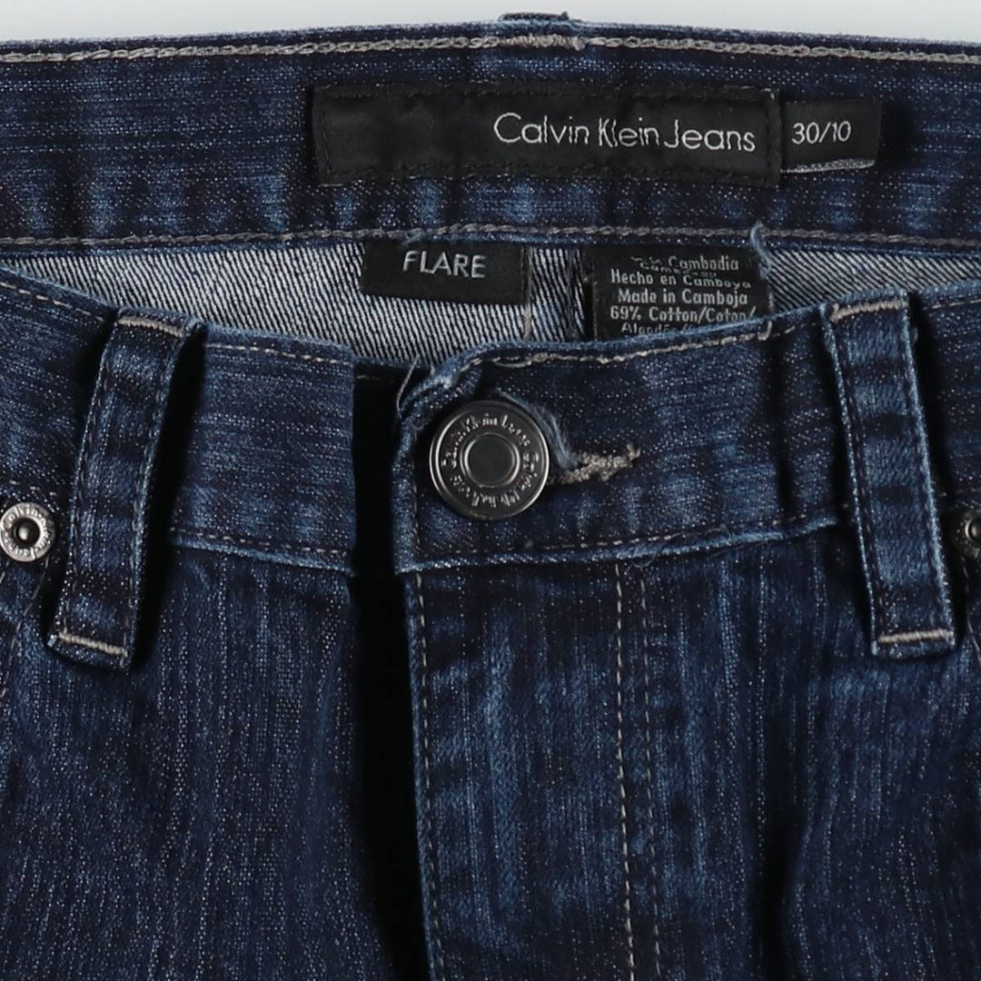 2000'S Calvin Klein Jeans Flare Cut Denim Pants, Women's XL (equivalent to W32) cotton navy blue type Vintage Second Hand