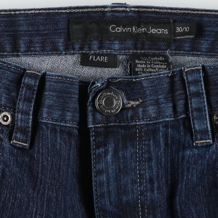 2000'S Calvin Klein Jeans Flare Cut Denim Pants, Women's XL (equivalent to W32) cotton navy blue type Vintage Second Hand