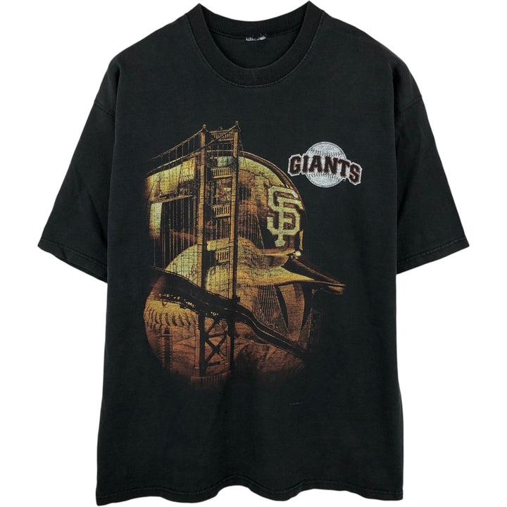 MLB SAN FRANCISCO GIANTS Sports Print T-Shirt, Men's Size XL (approx.) unclear black type Vintage Second Hand