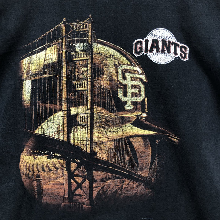MLB SAN FRANCISCO GIANTS Sports Print T-Shirt, Men's Size XL (approx.) unclear black type Vintage Second Hand
