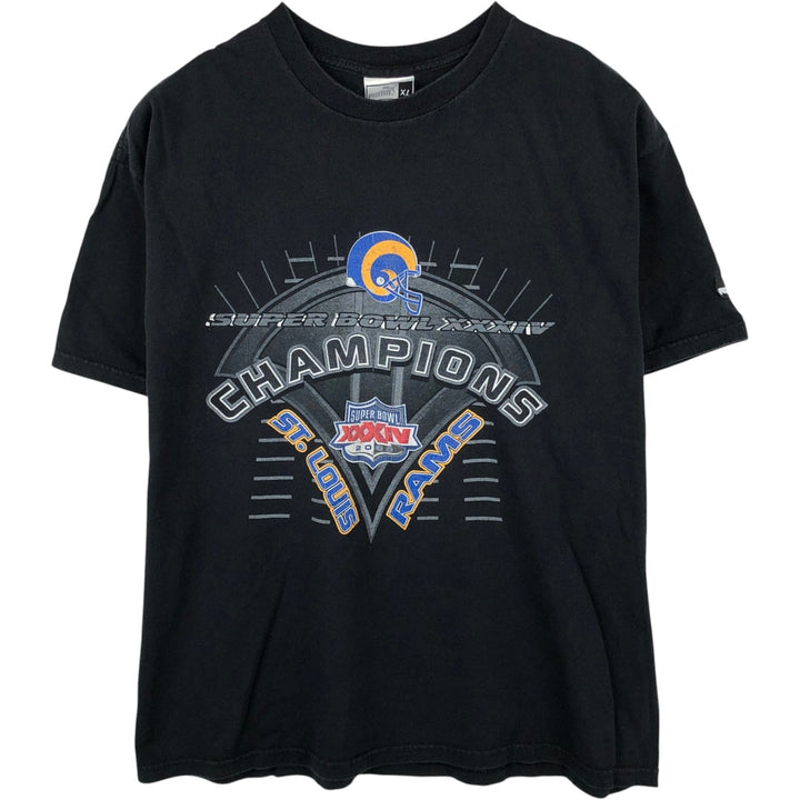 2000'S Puma NFL St. Louis Rams Super Bowl XXIV Sports Print T-Shirt, Made in USA, Men's Size XL (approx.) cotton black type Vintage Second Hand
