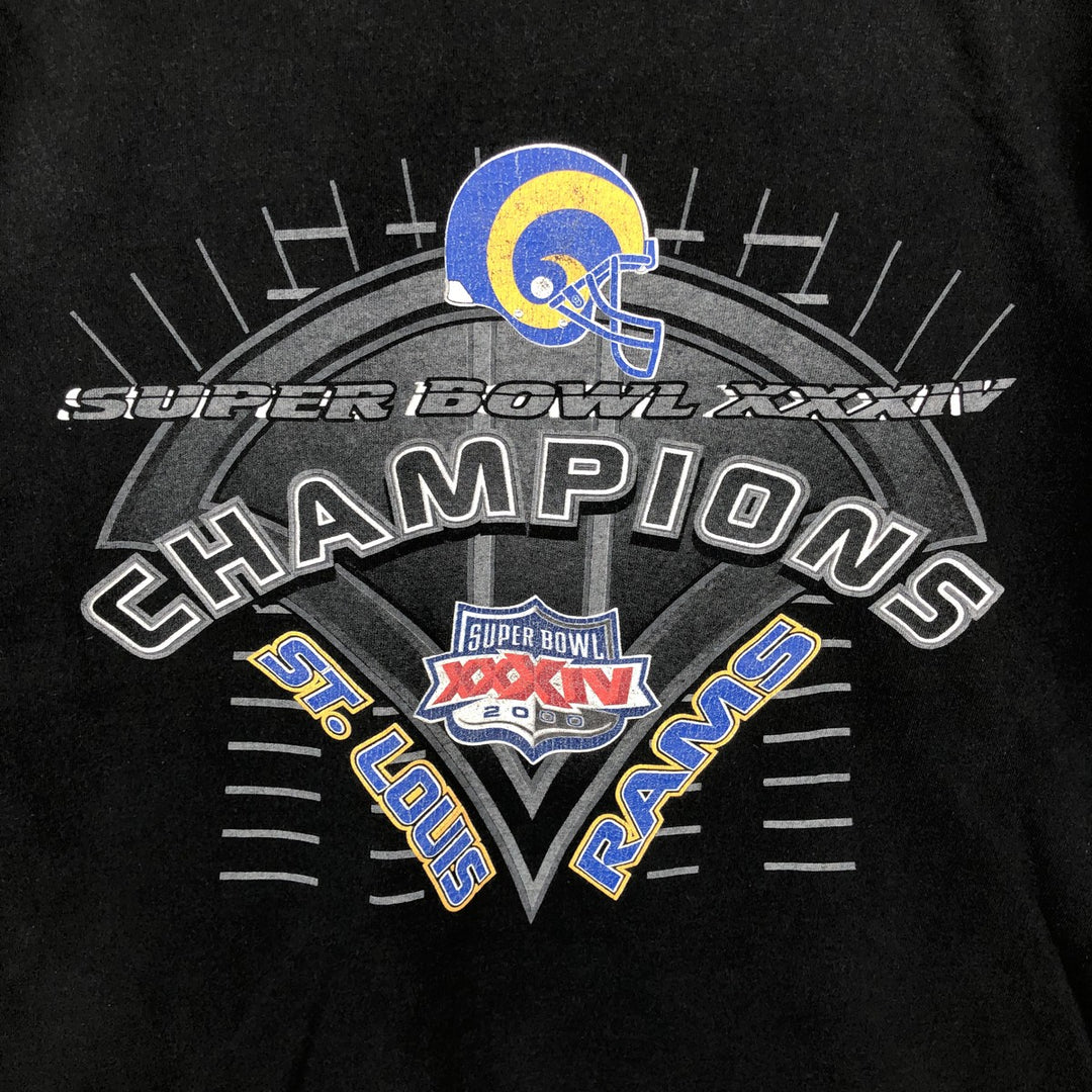 2000'S Puma NFL St. Louis Rams Super Bowl XXIV Sports Print T-Shirt, Made in USA, Men's Size XL (approx.) cotton black type Vintage Second Hand