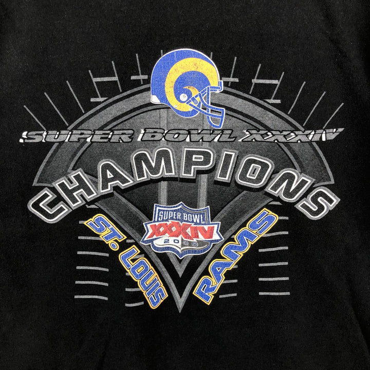 2000'S Puma NFL St. Louis Rams Super Bowl XXIV Sports Print T-Shirt, Made in USA, Men's Size XL (approx.) cotton black type Vintage Second Hand