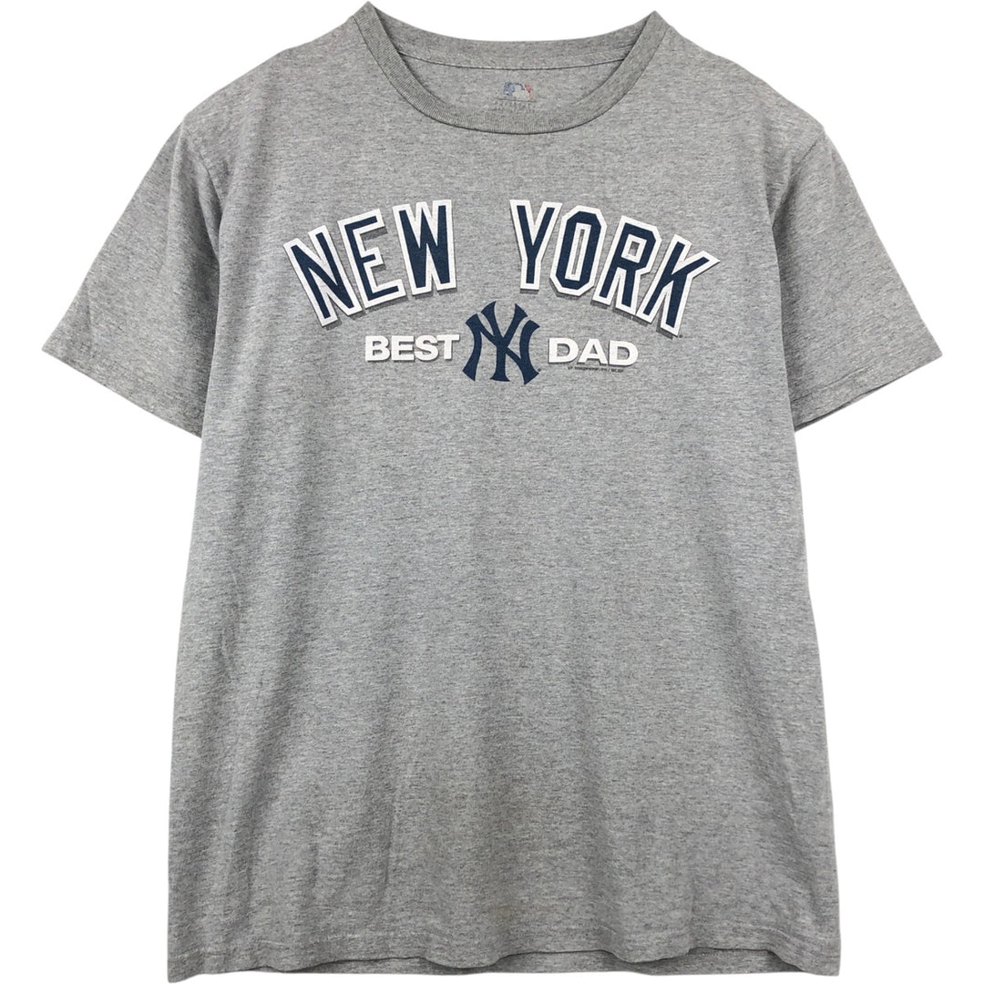 MLB NEW YORK YANKEES Sports Print T-Shirt (Men's Size M) unclear gray type Vintage Second Hand