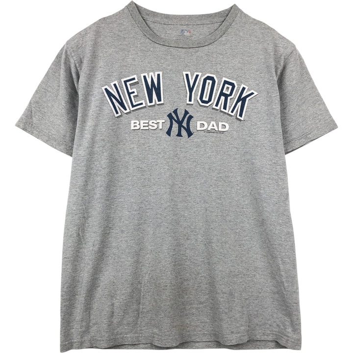 MLB NEW YORK YANKEES Sports Print T-Shirt (Men's Size M) unclear gray type Vintage Second Hand
