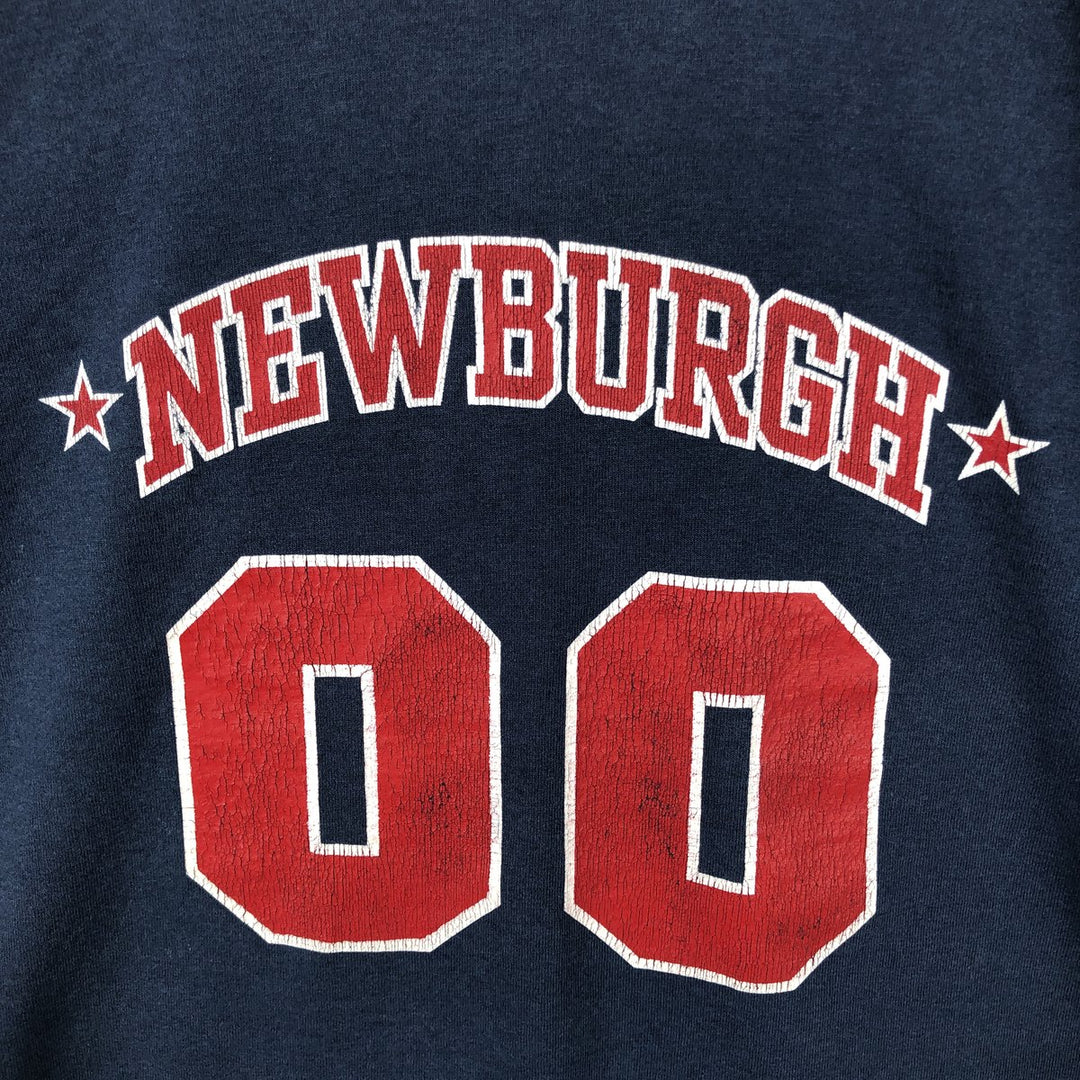 90'S Fruit of the Loom printed T-shirt, made in the USA, men's size L, vintage cotton navy blue type Vintage Second Hand