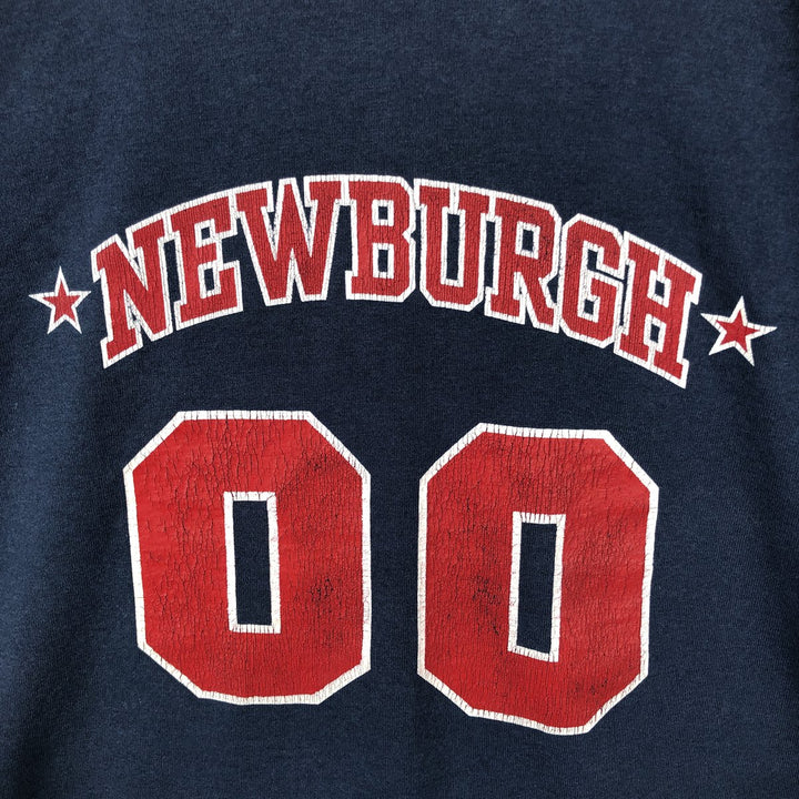 90'S Fruit of the Loom printed T-shirt, made in the USA, men's size L, vintage cotton navy blue type Vintage Second Hand