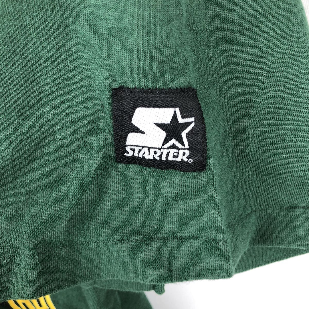 90'S Starter NFL Green Bay Packers Large Print Logo T-Shirt, Made in USA, Men's XL equivalent, Vintage cotton Green type dark green Vintage Second Hand
