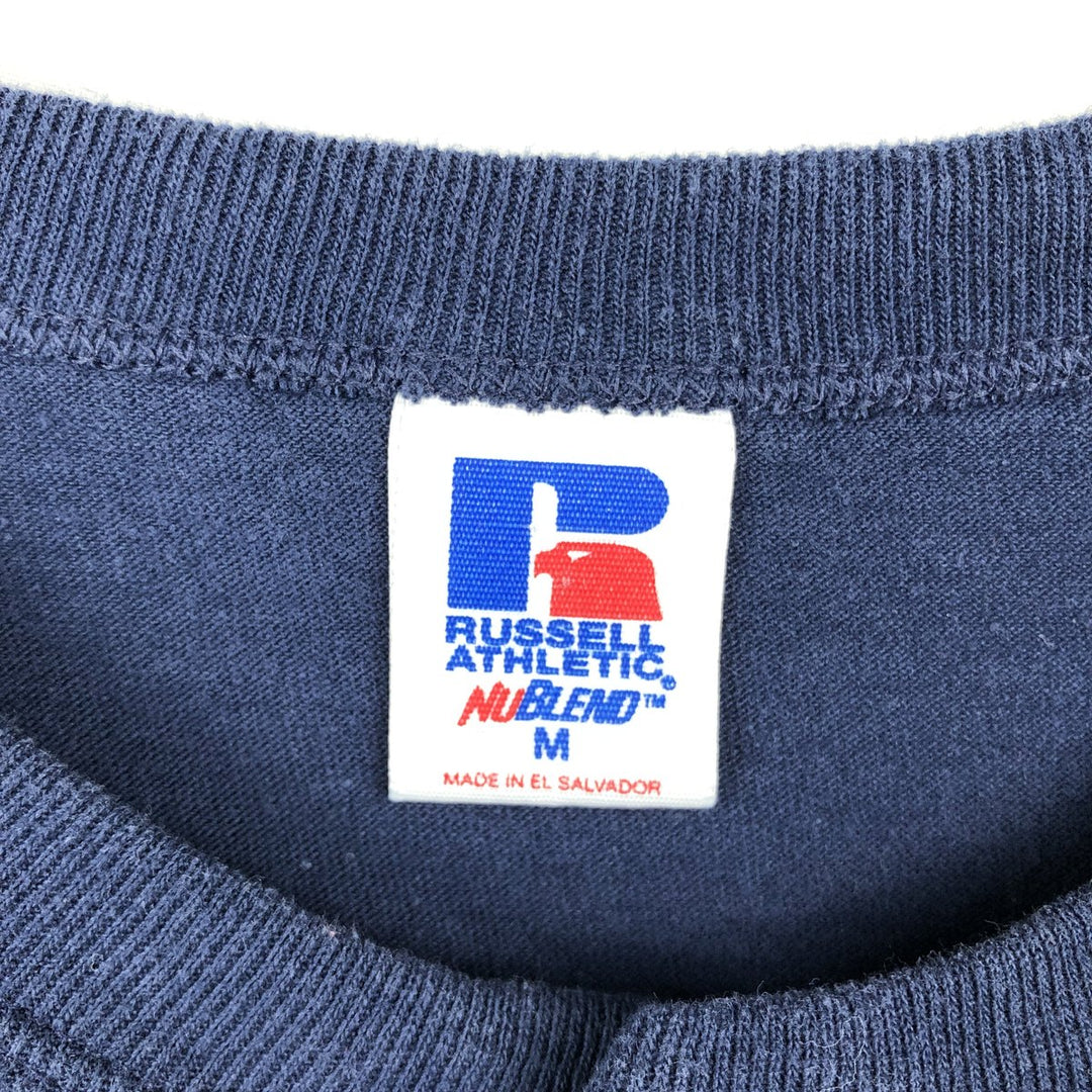 90'S Russell MLB Detroit Tigers Henley Neck Sports Print T-Shirt, Men's Size M (approx.), Vintage cotton navy blue type Vintage Second Hand