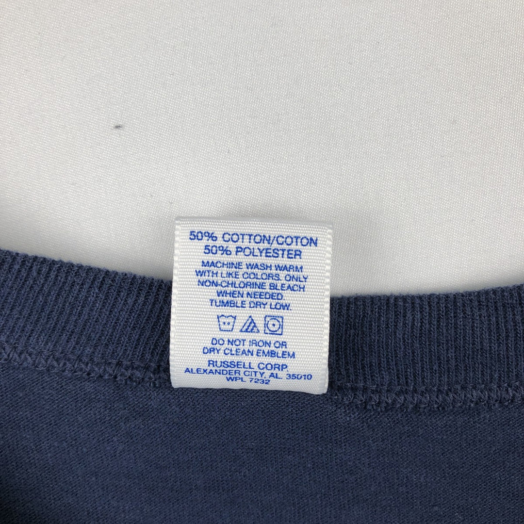 90'S Russell MLB Detroit Tigers Henley Neck Sports Print T-Shirt, Men's Size M (approx.), Vintage cotton navy blue type Vintage Second Hand