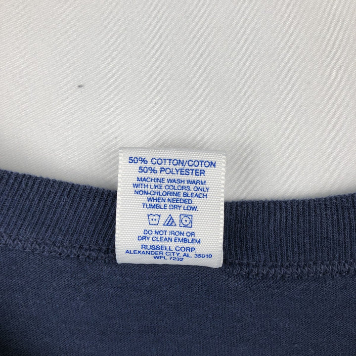 90'S Russell MLB Detroit Tigers Henley Neck Sports Print T-Shirt, Men's Size M (approx.), Vintage cotton navy blue type Vintage Second Hand