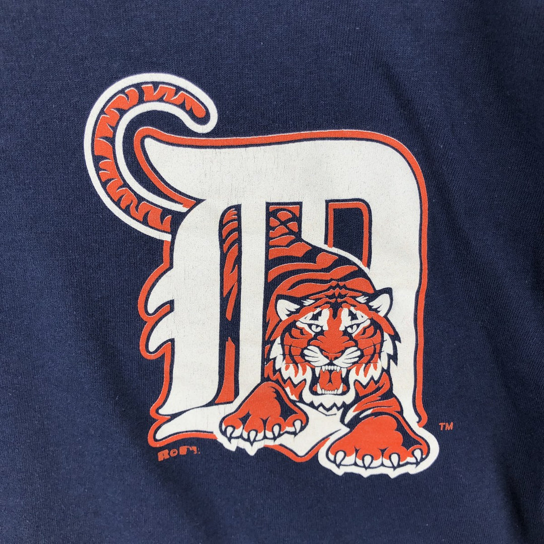 90'S Russell MLB Detroit Tigers Henley Neck Sports Print T-Shirt, Men's Size M (approx.), Vintage cotton navy blue type Vintage Second Hand