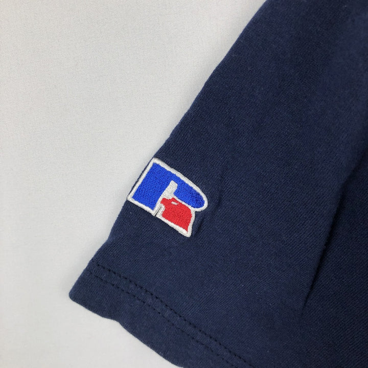 90'S Russell MLB Detroit Tigers Henley Neck Sports Print T-Shirt, Men's Size M (approx.), Vintage cotton navy blue type Vintage Second Hand