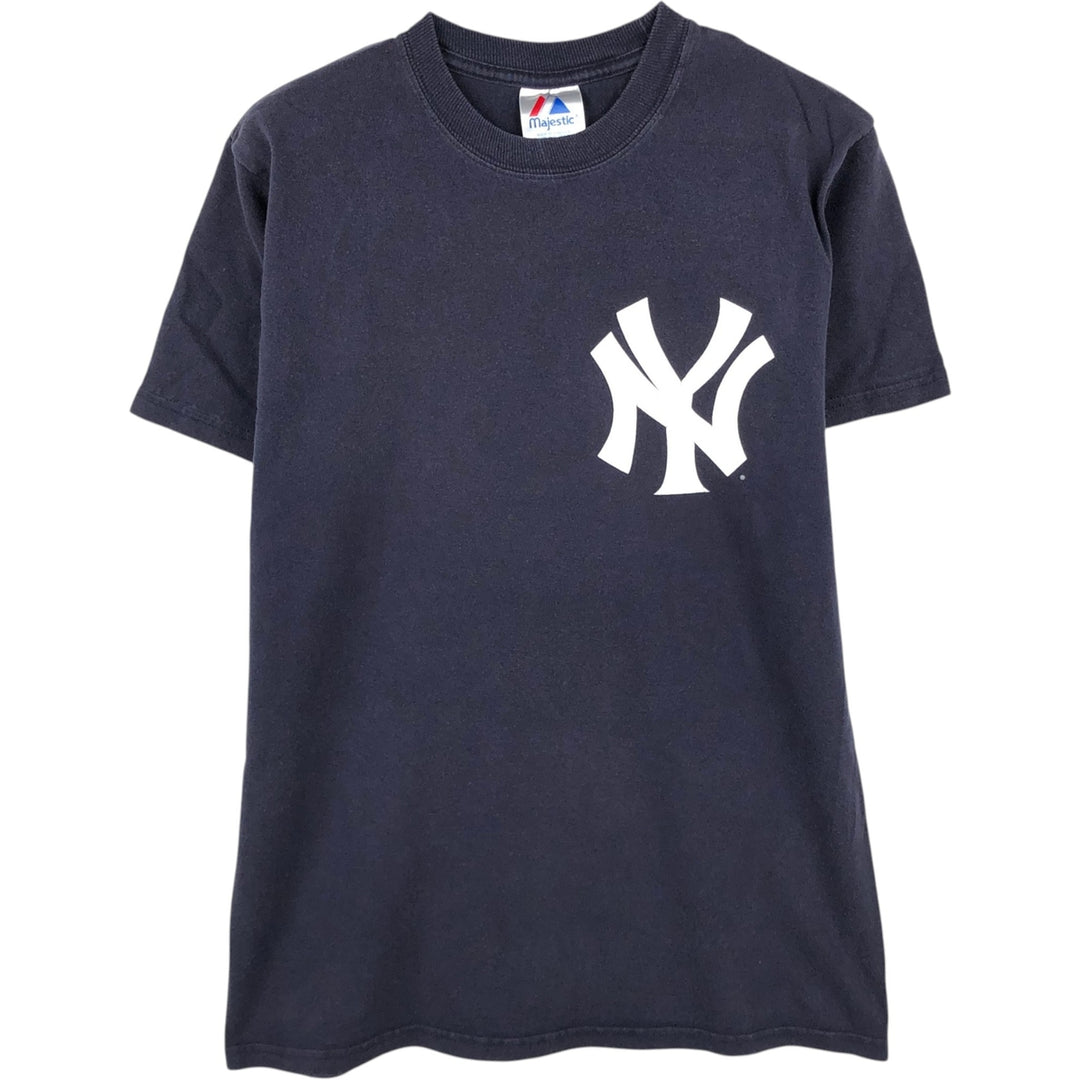 90s-00'S Majestic MLB New York Yankees sports print T-shirt, men's size L equivalent, vintage. cotton navy blue type Vintage Second Hand
