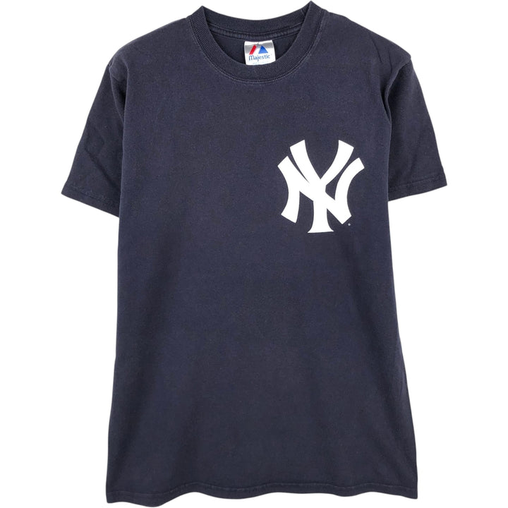 90s-00'S Majestic MLB New York Yankees sports print T-shirt, men's size L equivalent, vintage. cotton navy blue type Vintage Second Hand