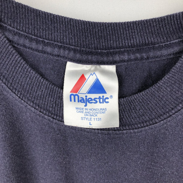 90s-00'S Majestic MLB New York Yankees sports print T-shirt, men's size L equivalent, vintage. cotton navy blue type Vintage Second Hand