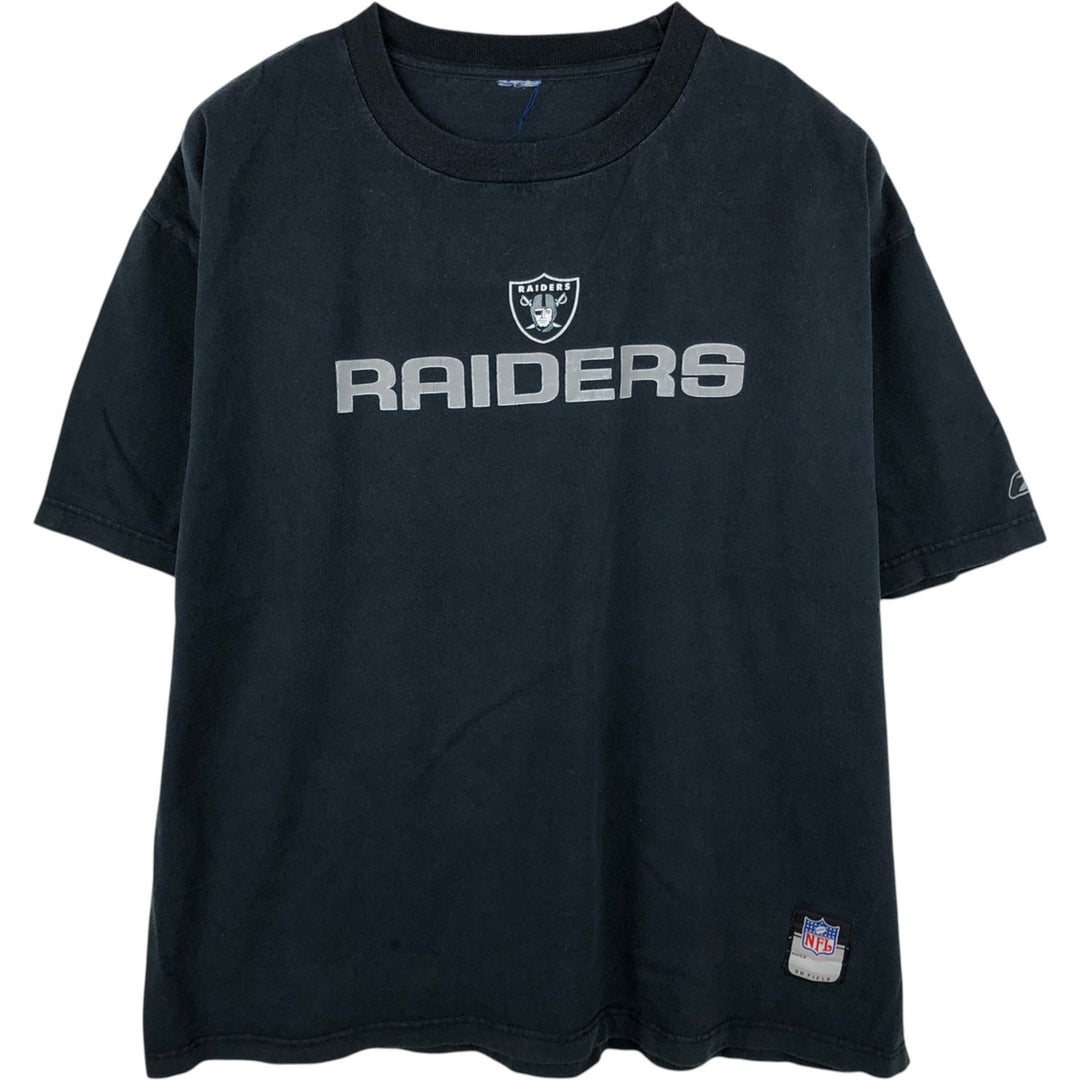 Reebok NFL Las Vegas Raiders logo print T-shirt, men's size XL (approx.) unclear black type Vintage Second Hand