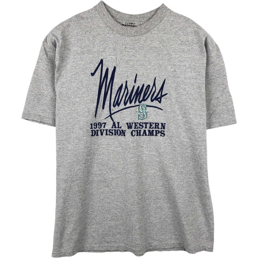 90'S LEGENDS MLB SEATTLE MARINERS Sports T-Shirt, Made in USA, Men's Size L (approx.), Vintage cotton gray type Vintage Second Hand