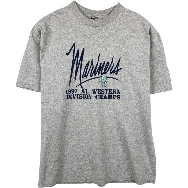 90'S LEGENDS MLB SEATTLE MARINERS Sports T-Shirt, Made in USA, Men's Size L (approx.), Vintage cotton gray type Vintage Second Hand