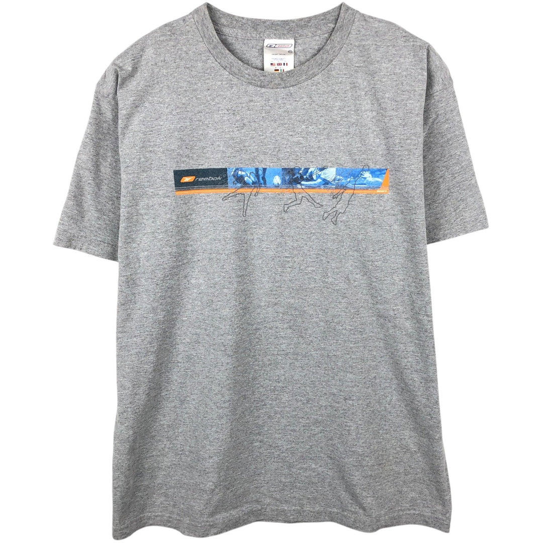 Reebok sports print t-shirt, men's size XL. cotton gray type Vintage Second Hand