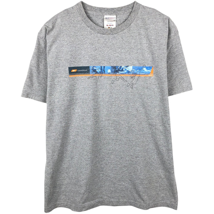 Reebok sports print t-shirt, men's size XL. cotton gray type Vintage Second Hand