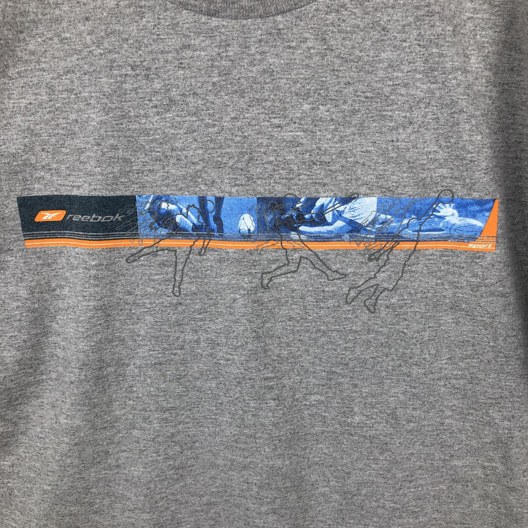 Reebok sports print t-shirt, men's size XL. cotton gray type Vintage Second Hand