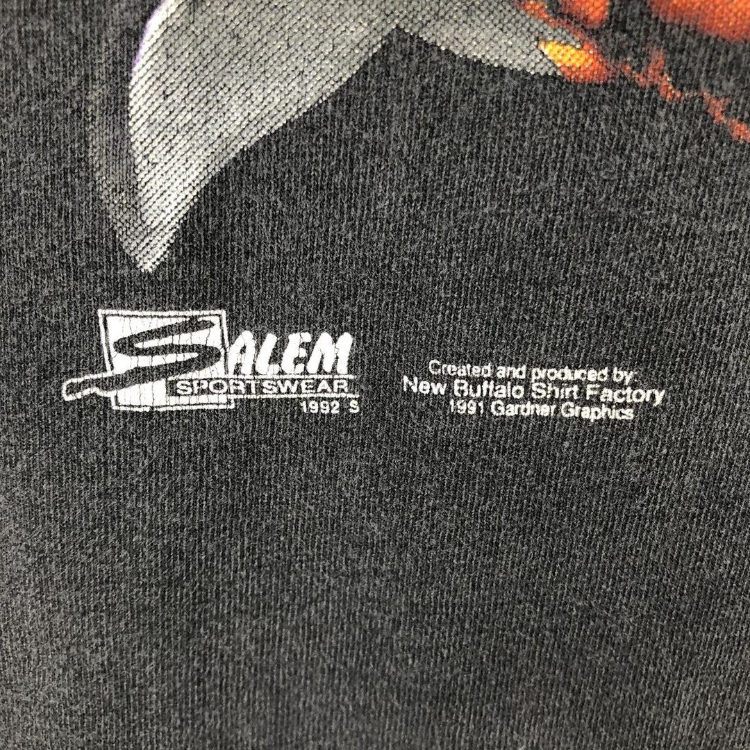 90'S SALEM NFL Miami Dolphins Fire Pattern Sports Print T-Shirt, Made in USA, Men's XL equivalent, Vintage cotton Charcoal Vintage Second Hand