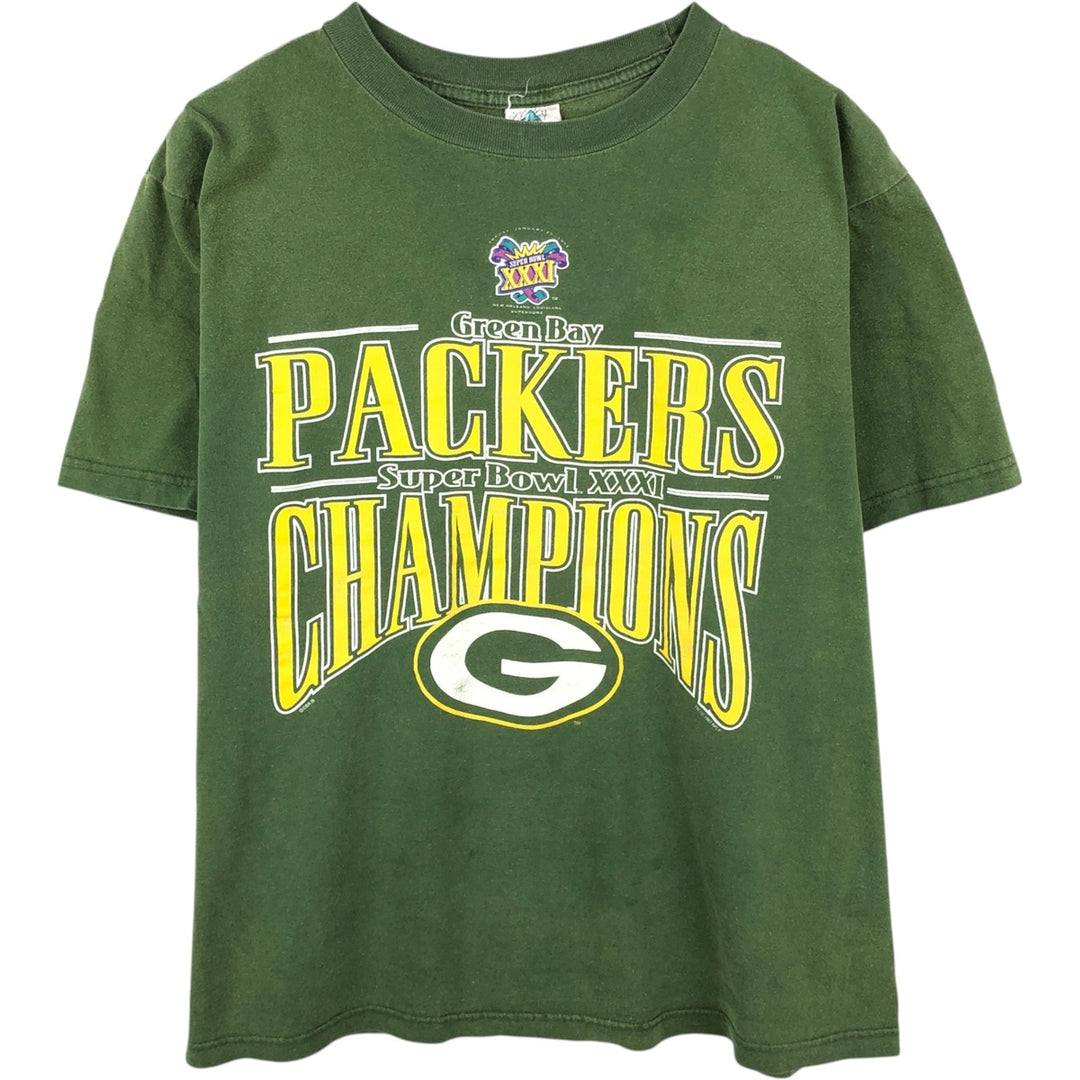 90'S Tour Champ NFL Green Bay Packers SUPER BOWL XXXI Sports Print T-Shirt (Men's XL equivalent) cotton green type Vintage Second Hand