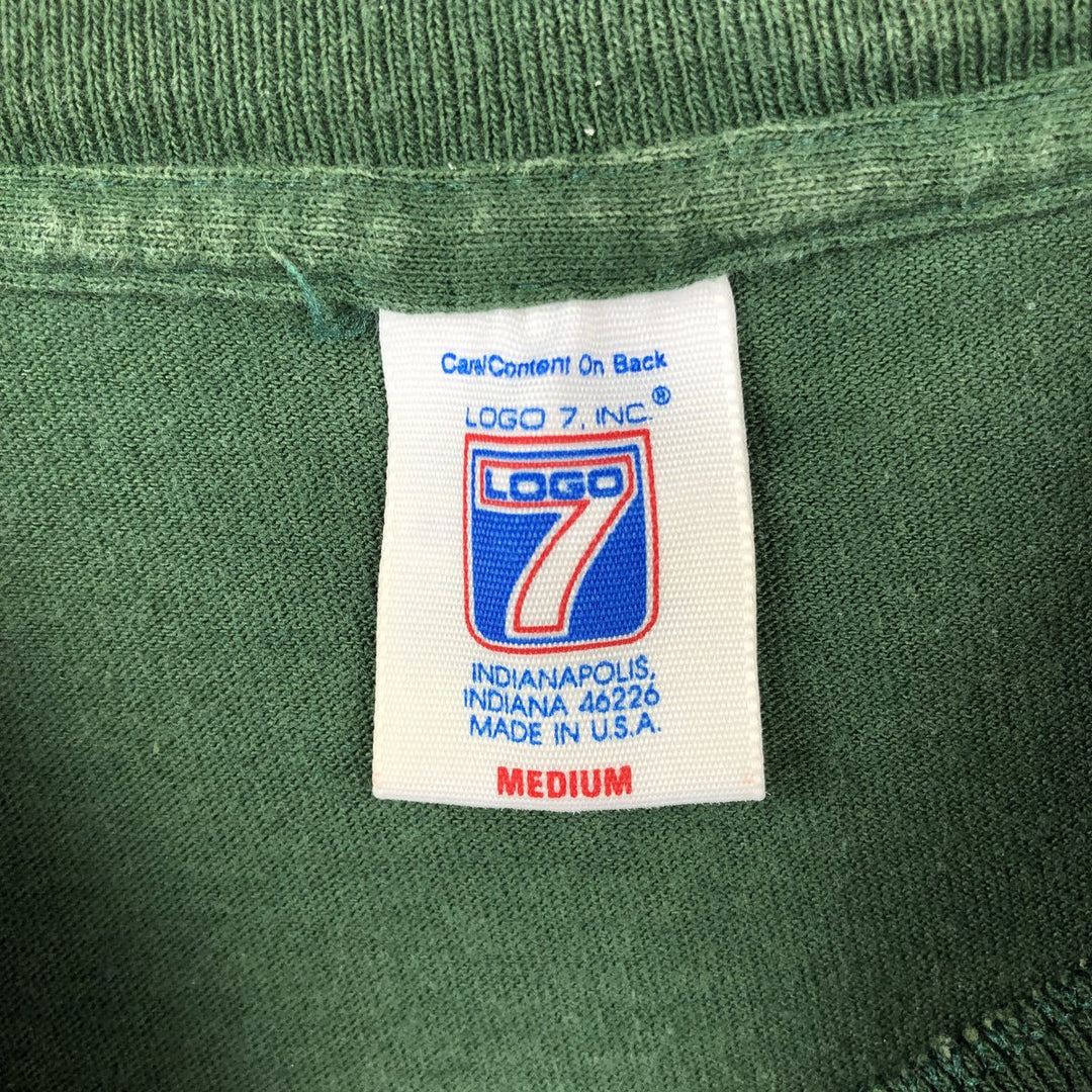 90'S Logo 7 NFL Green Bay Packers sports print T-shirt, Made in USA, Men's size M (approx.) cotton Green type dark green Vintage Second Hand